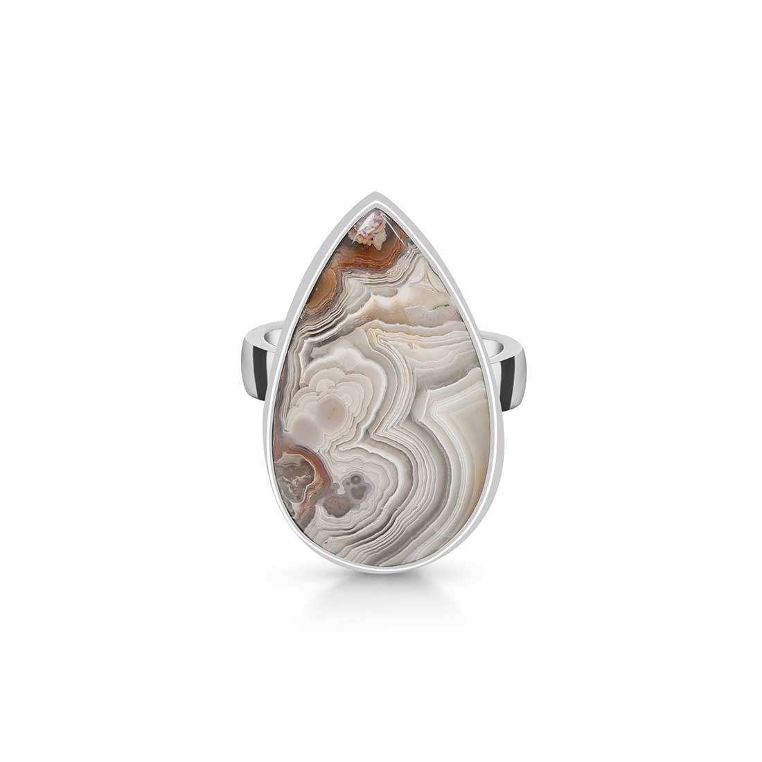 Crazy Lace Agate Adjustable Ring-(CLA-R-22.)